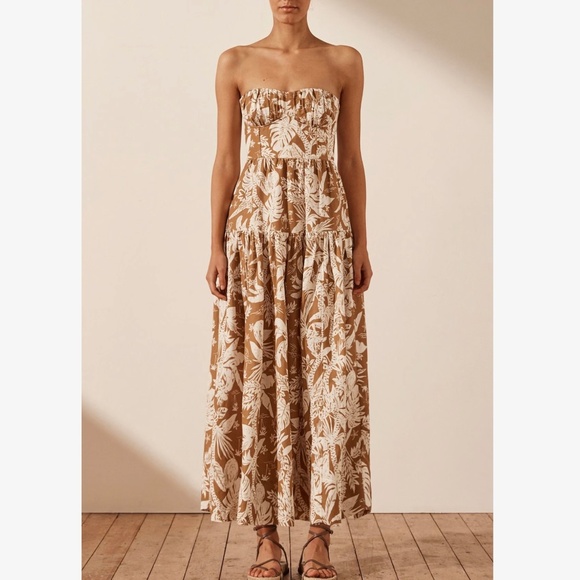 Shona Joy Kiana Strapless Rouched Midi Dress size S - Picture 4 of 11